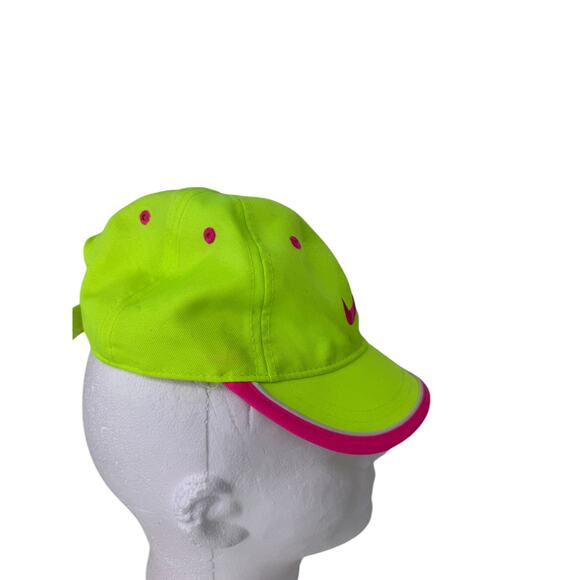Nike Hat Ball Cap Youth Kids Size 4-6X Neon Yellow Pink Swoosh Logo Just Do It - Picture 2 of 7